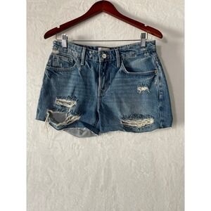FRAME Le Grand Garcon Denim Shorts Distressed Frayed Cutoff‎ Women's Size 26 26
